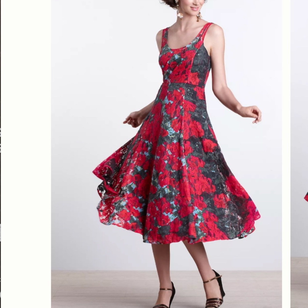 TRACEY REESE/Anthro "Noisette" Floral Lace Sleeveless Midi Dress NWOT/sz 8